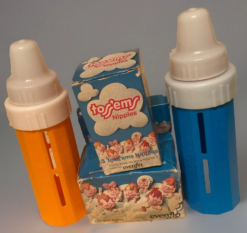 🍼Vtg Evenflo Disposable Toss'ems Baby Bottles 1970s DropIn Nurser Set RARE🍼👀 - Image 2 of 4