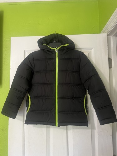 Kids Winter Snow Hooded Puffer Jacket Black Medium (8) - Picture 2 of 4