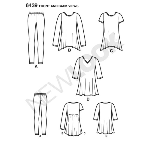 New Look Just 4 Knits SEWING PATTERN 6439 Misses' Tunics & Leggings Sizes XS-XL - Picture 6 of 7