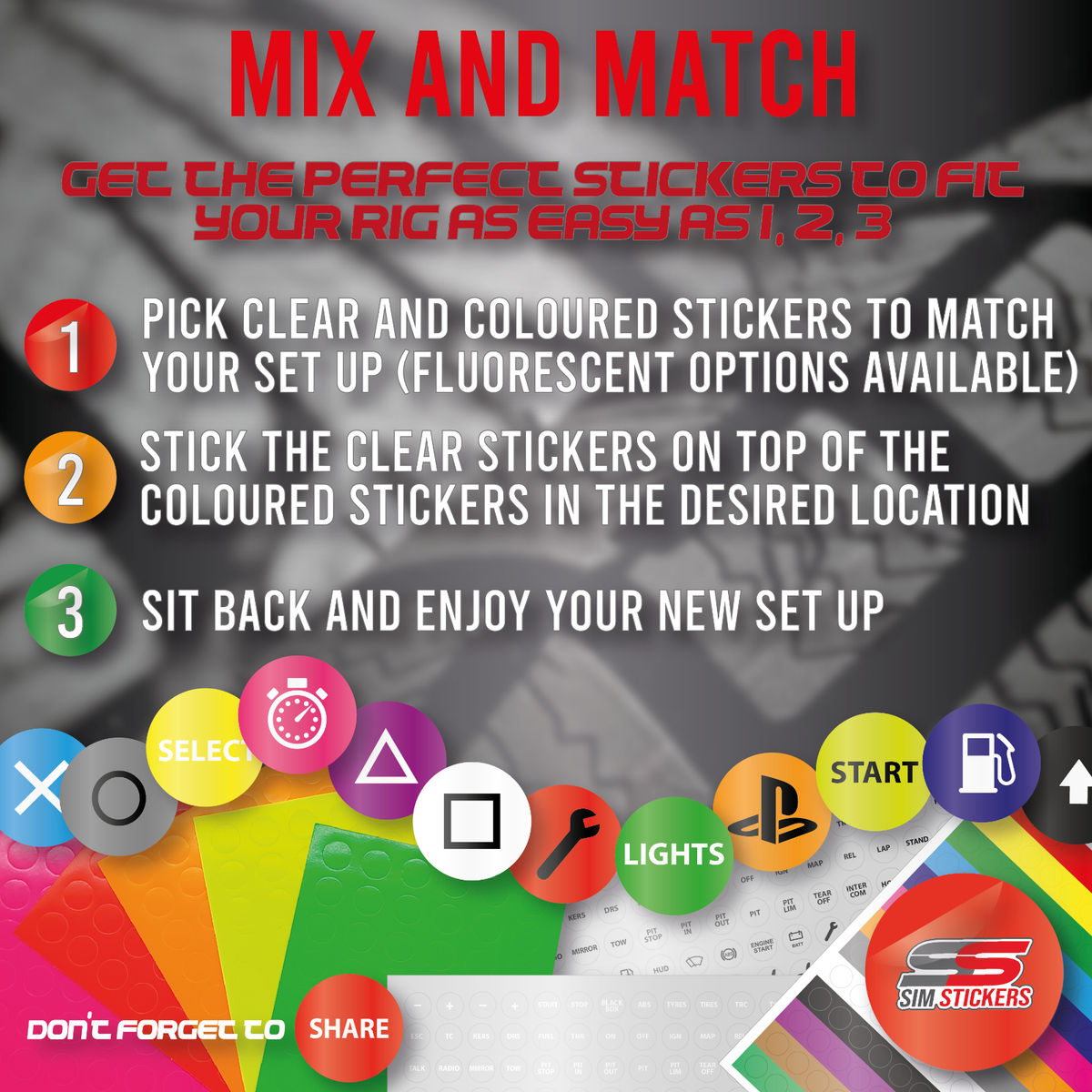 Sim Racing Stickers For Wheel PlayStation Wired Controllers 7.5mm Round ...