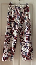 Vintage 1970's Red Blue  White Print pants With ORIGINAL TAGS