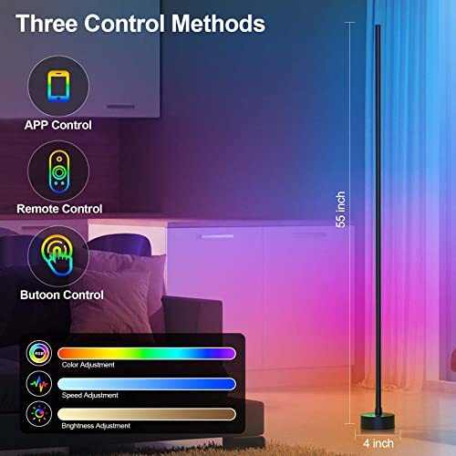 Corner Floor Lamp Smart RGB LED Corner Lamp with App and Remote