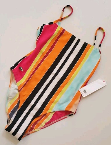 LACOSTE Swimsuit Swimming Costume 1 Piece Size XS Striped New With Tags - Picture 11 of 11