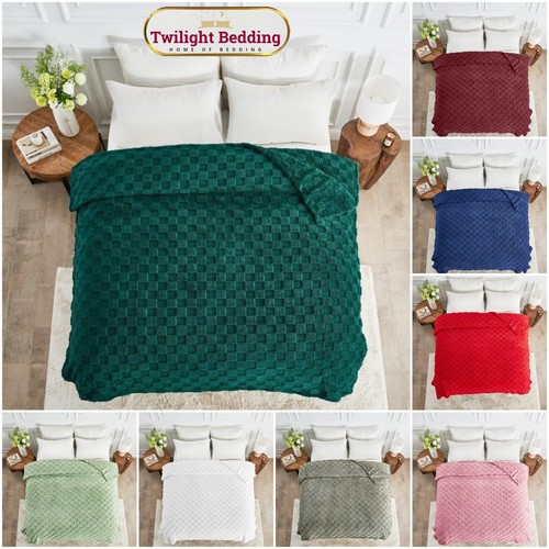 Teddy Fleece Blanket Extra Large Jacquard Throws for Sofa Bed Settee