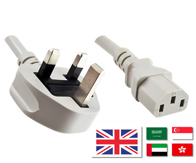 DINIC Netzkabel England UK Typ G 13A-C13, 1,5mm², fused 13A, grau, 2.50m