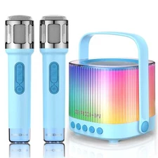 Karaoke Machine for Kids Adults Portable Bluetooth 5.3 Speaker with 2 Wireles...