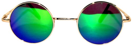 Occhiali da sole rotondi hippie retrò riflettenti lenti colorate montatura piccola metallo 45 mm - Foto 6 di 81