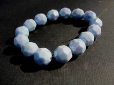 Vintage Czech Faceted 14mm Round Glass Beads-12 pc.Blue