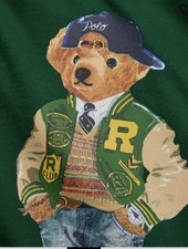 Polo Ralph Lauren Boy's Hooded T-Shirt W/ Mascot 10-12 Long Sleeve Green