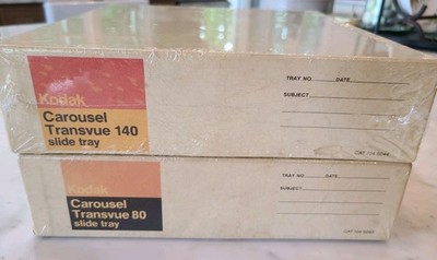 Vtg Kodak Carousel Transvue, 80 Slide Tray & 140 Tray, Factory Sealed Boxes