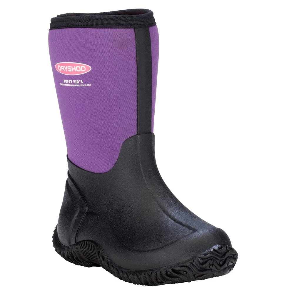 Dryshod Tuffy Kid's Waterproof Sport Boots, Black/Purple (TUF-KD-PP-Y)