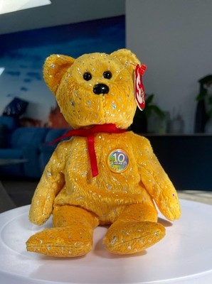 Ty Beanie Baby ''Decade The Bear'', 10 Jahre Jubiläum, neu mit Etikett, 2003