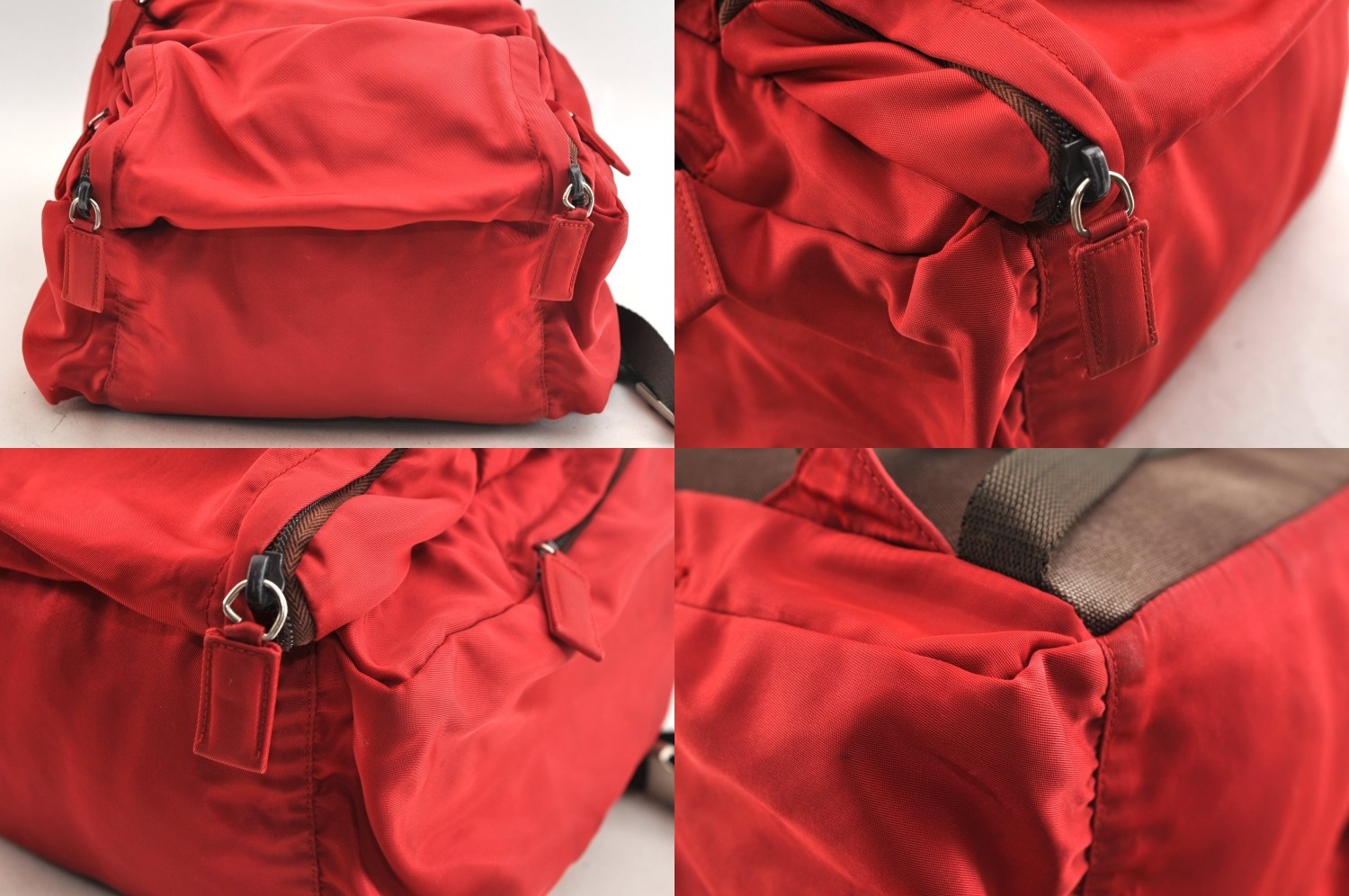 Authentic PRADA Nylon Leather Backpack Red AC788 — image 6