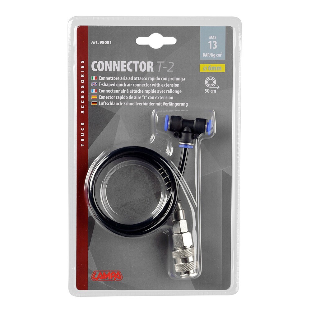 T-2 Quick Air Connector with a 50cm extention 6mm 13 Bar Kgcm² for a truck lorry
