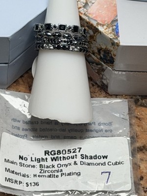 Bomb Party Delicates RG80527 No Light W/O Shadow Onyx & Cz  Hematite Size 7