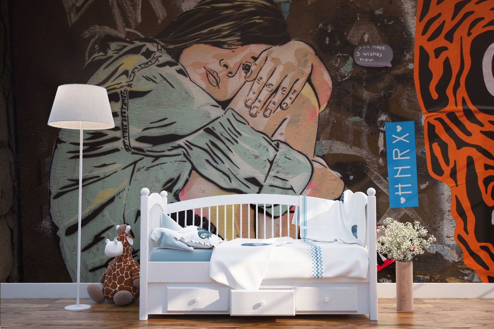 3D Girl Graffiti Wall Murals Wallpaper Murals Wall Sticker