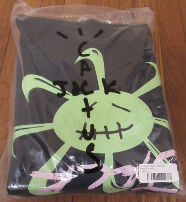 Cactus Jack Nike Smiley Glow In The Dark Hoodie Sweatshirt Size Large Black New
