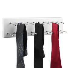 Tie Rack Wall Mounted, Wood Belt Hanger for Closet with 21 Chrome Hooks, Belt...