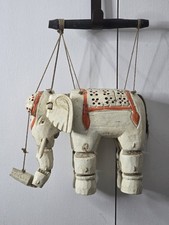 Vintage / Antique Wooden Elephant Marionette Puppet 1930 - 1950 (India)