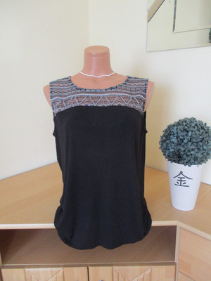 Comma, Damen Shirt Gr. 40 schwarz ärmellos