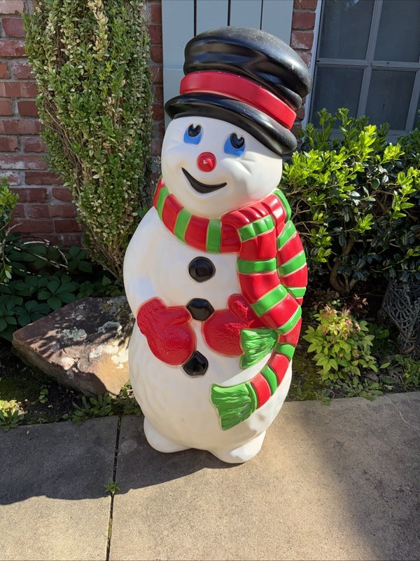 Vintage 1997 Grand Venture 38" Snowman Blow Mold W/ Red and Green Scarf