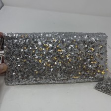 Charming Charlie RSVP Clutch Purse Chain Strap Wedding Prom New Womens Silver
