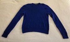 Vtg Royal Blue POLO RALPH LAUREN Cashmere Italian Yarn Cable-Knit Sweater Sz XL
