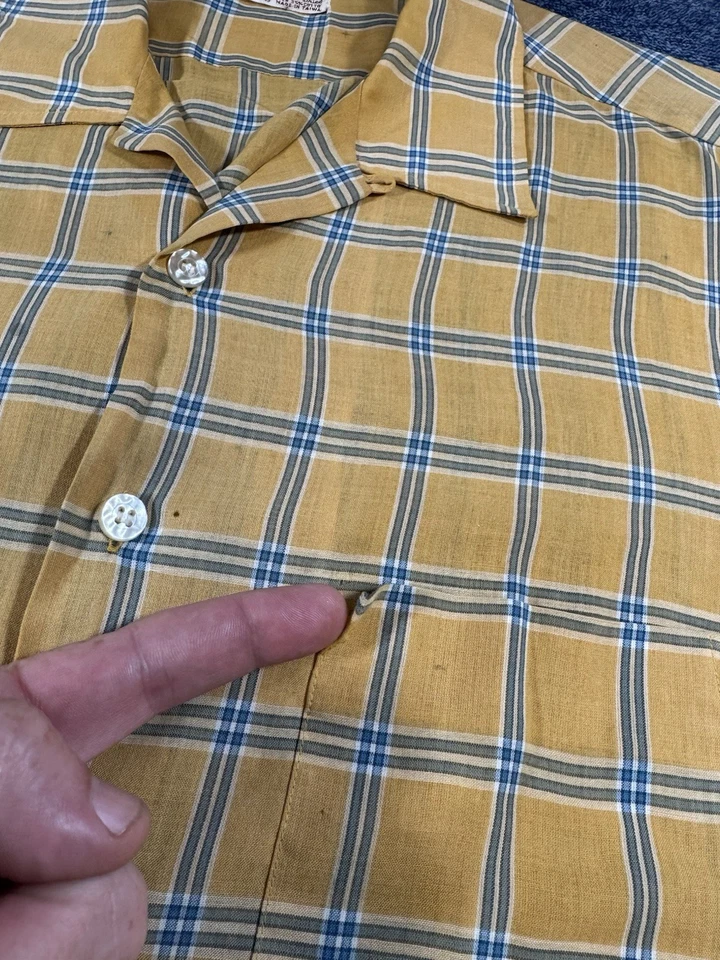 Vintage 60s 70s Pennys Towncraft Camp Loop Collar Shirt Rockabilly Button XL - Image 4 of 4