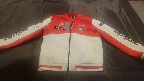 XL Motorcycle Jacket Red White Route 66 Tokyo Biker Men's video thumbnail