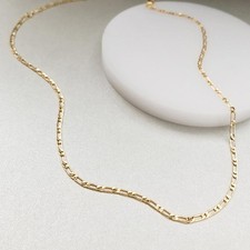 Unisex Real 18K Gold Filled 24 inch 3mm Wide Italian Figaro Chain Necklace A139G