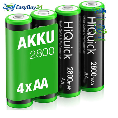 Mignon AA Akku 2800mAh NI-MH wiederaufladbar 1,2V 4 Stück geringe
