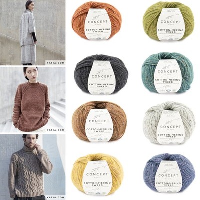 Concept by Katia COTTON-MERINO TWEED Baumwolle-Recyclegarn 50g/105m Nd. 4,5-5,0