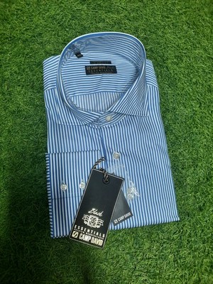 Camp David Black Essentials Hemd Gr. 46 XL Blau Weiß Gestreift Neu Mit Etikett