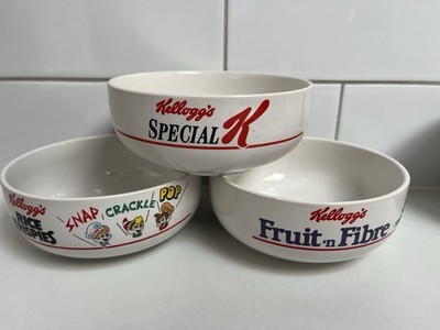 Vintage Kelloggs Fruchtfaser Special K Reis Crispies Keramik Müslischalen 1987