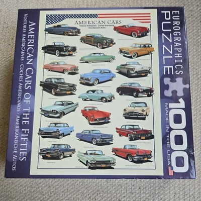 EuroGraphics 1000 Piece American Cars of the Fifties Puzzle NEW 19 1/4 x 26 5/8