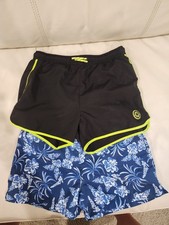 Black and Blue Floral Boys Swim Shorts 2 Pair...