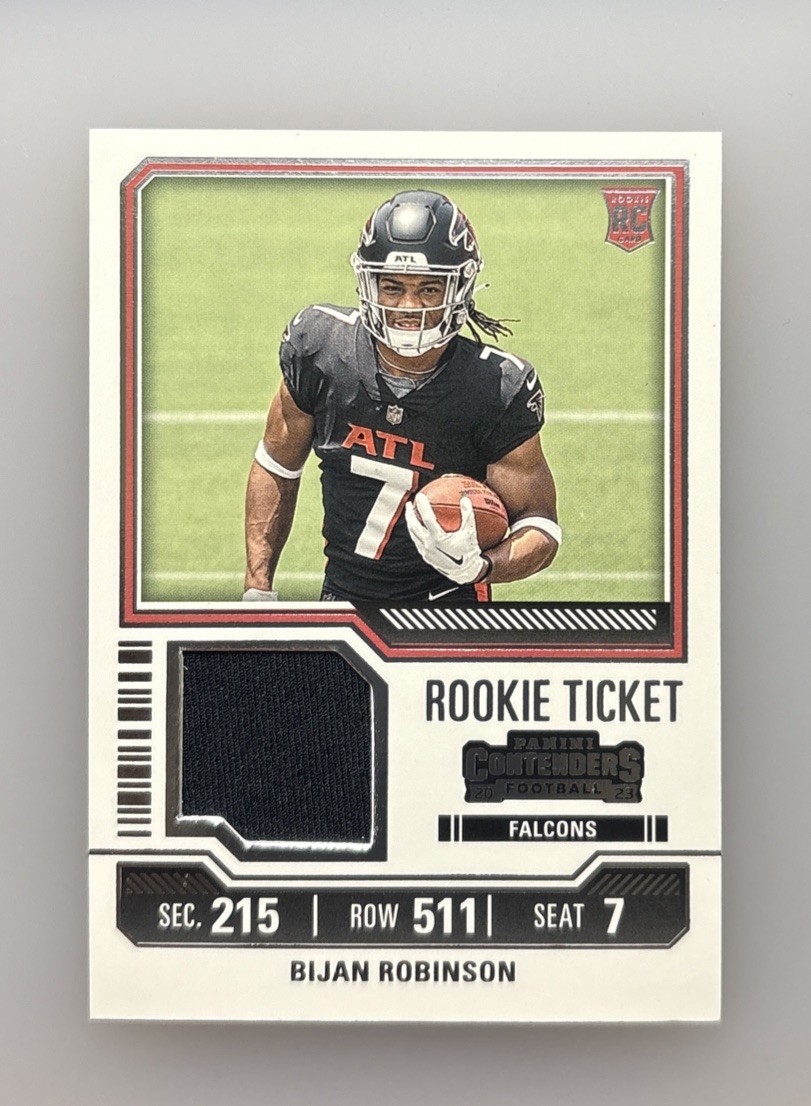 2023 Panini Contenders #TS4 Bijan Robinson Rookie Ticket Swatches MEM