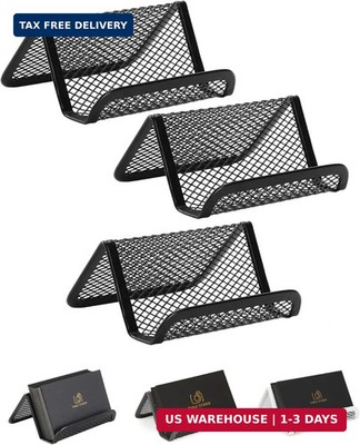Mr. Pen- Metal Mesh Business Card Holders, 3 Pack, Black, Durable Stainless Stee