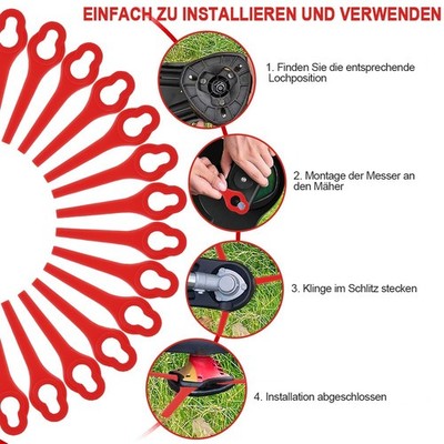 200pc Ersatz Kunststoff Messer Klingen für Einhell Akku Rasentrimmer GE-CT 18 Li