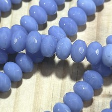 Czech Glass Rondelle Spacer Beads 6x9mm Sky Blue Opal tire/donut beads 28pc J822