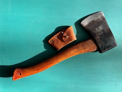 Vtg PLUMB Boy s Axe 2.25lb Head 19  Hickory Handle Permabond Red Seal&Sheath