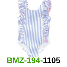 RuffleButts Girls Periwinkle Blue Seersucker Waterfall One Piece - 8