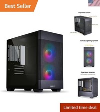 Black Mid-Tower PC Case with Tempered Glass  Professional Cable Management