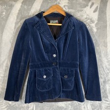 Vintage 90s Y2K Lip Service Goth Punk Emo Blue Velvet Blazer Jacket S