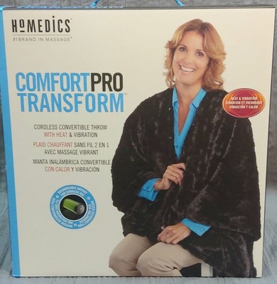 HoMedics ComfortPro Transform Heated Vibration Blanket Cordless Rechargeable 