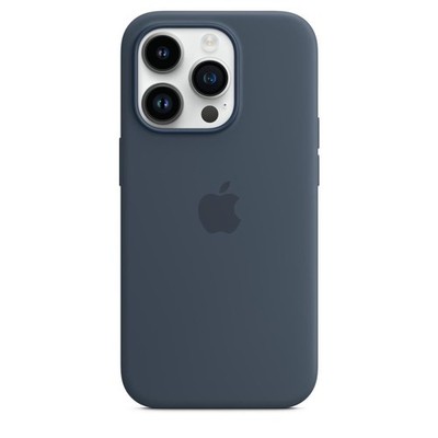 Genuine / Official Apple iPhone 14 Pro Silicone MagSafe Case / Cover Storm Blue