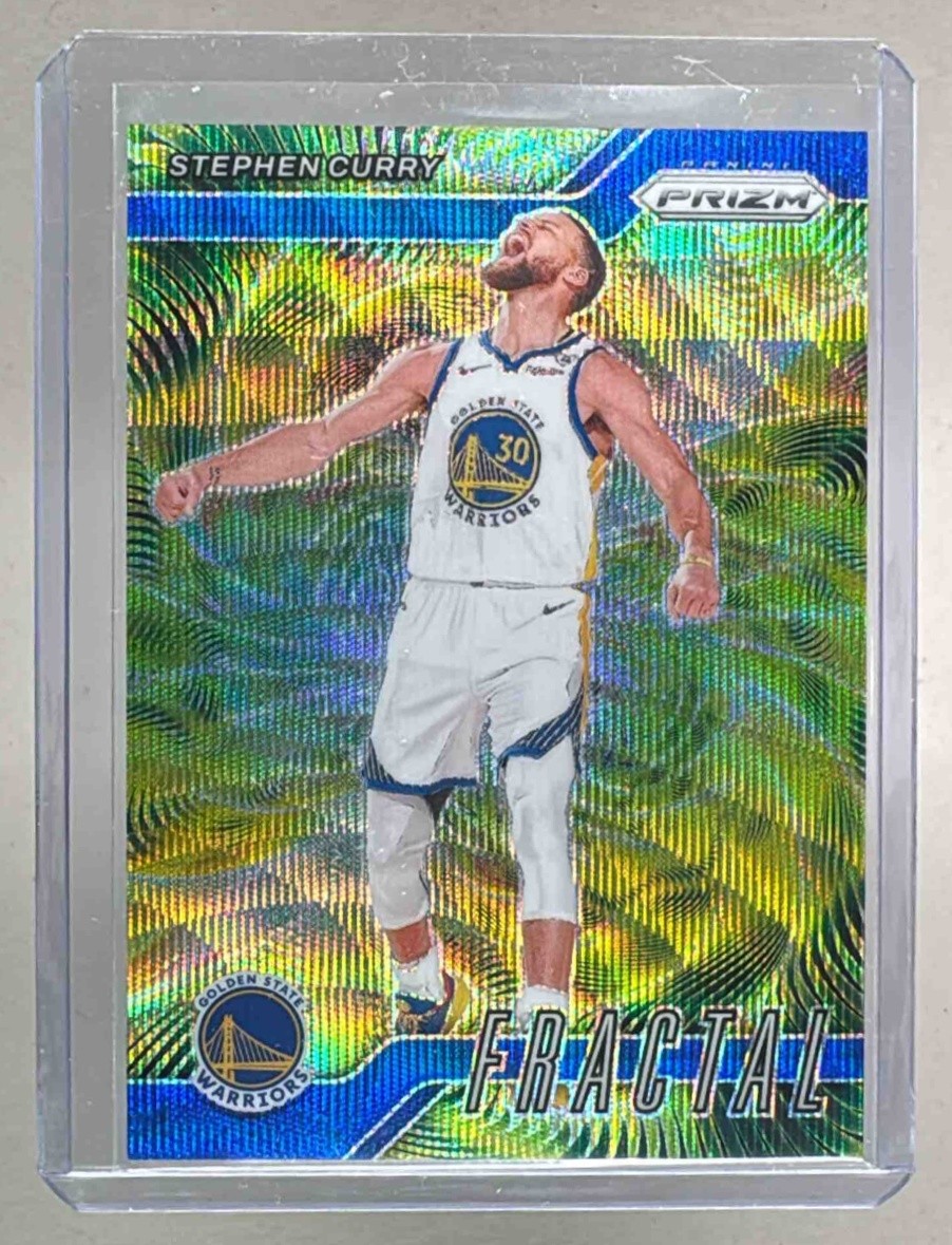 Stephen Curry 2024 Panini Prizm #7 Blue Wave Fractal /175