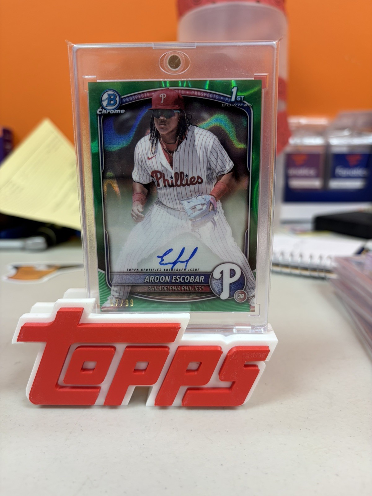 2025 Bowman Chrome Prospect Aroon Escobar Green  Auto CPA-AE Phillies /99