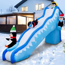 6FT Christmas Inflatables Decorations Outdoor Penguin Slide Blow Up Build-in... 