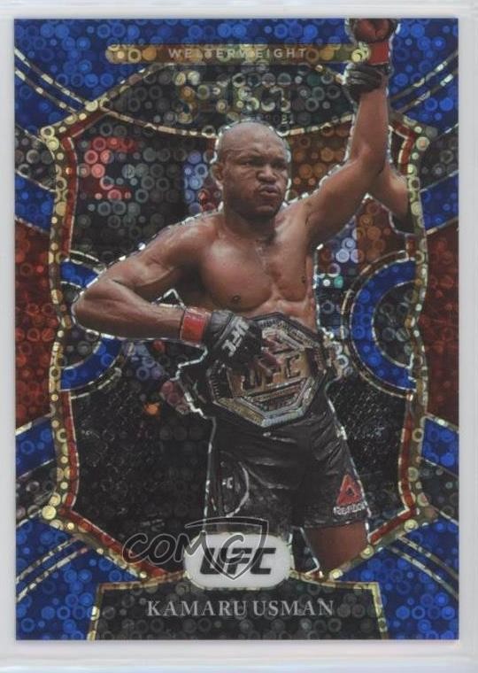 2021 Panini Select UFC Concourse Blue Disco Prizm 80/99 Kamaru Usman #7 0g27